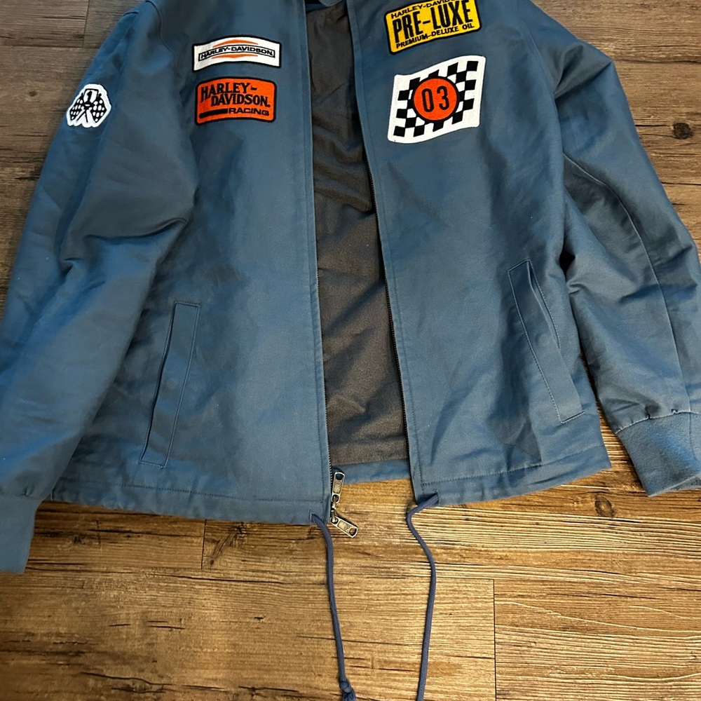 Men size M Harley-Davidson Blue Bomber Jacket with Patches